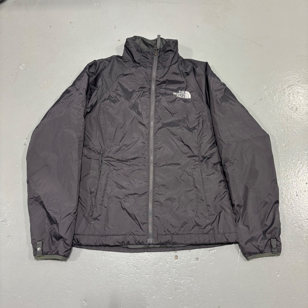 The North Face Womens Insulated Puffer Jacket Dark Gray Full Zip Small